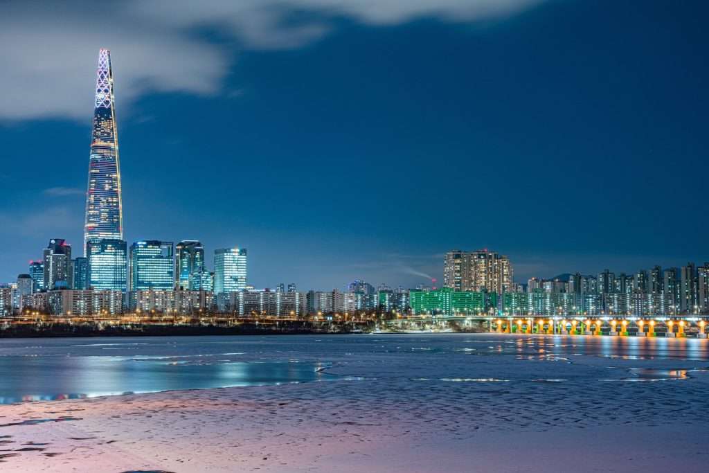 South Korea Unveiled Waterfront City Lights Lotte Tower in Seoul Korea